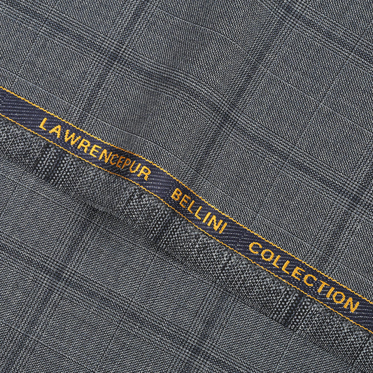 Big Checks Glen Plaid-Carbon Grey, S 100 Pure Wool, Bellini Suiting Fabric