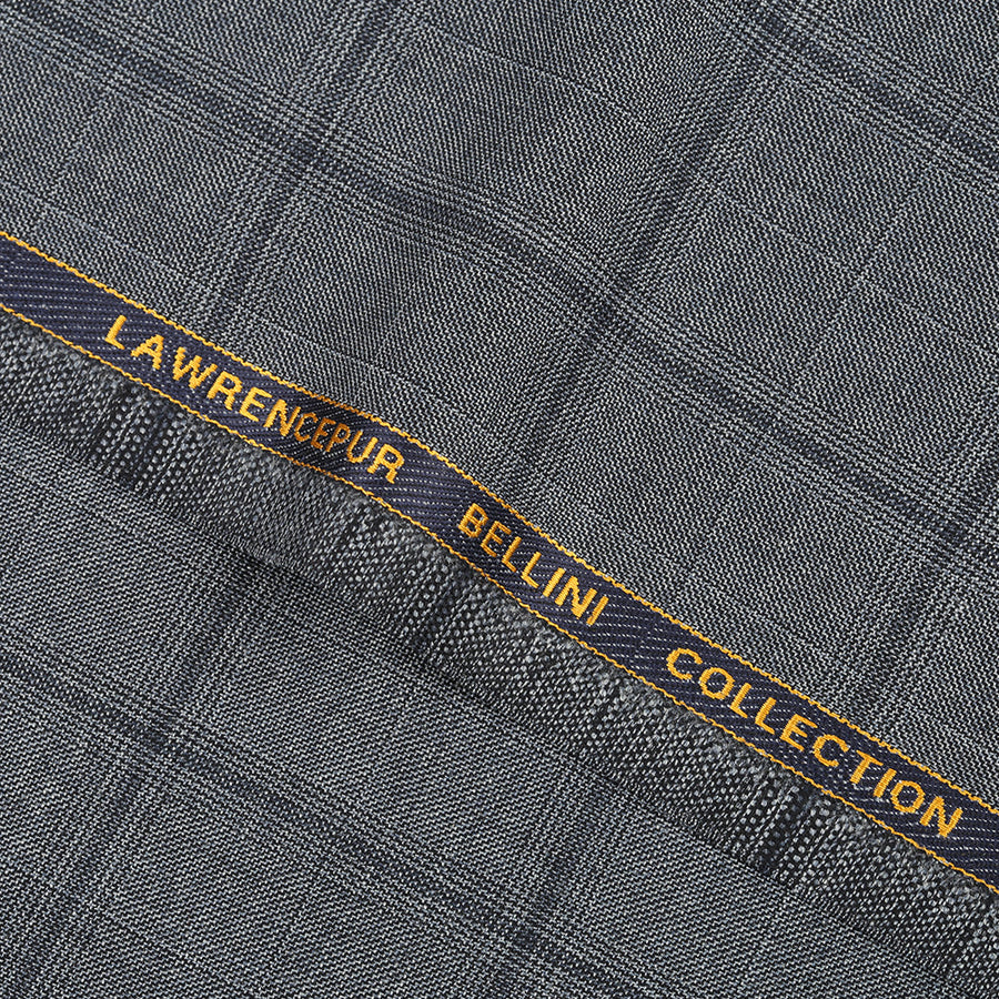 Big Checks Glen Plaid-Carbon Grey, S 100 Pure Wool, Bellini Suiting Fabric
