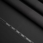 Plain-Black, S-100s Pure Wool, Exotic Black Suiting Fabric