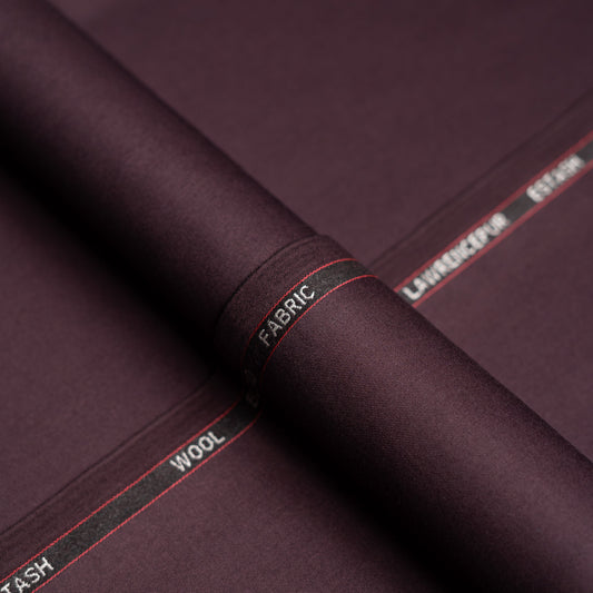 Maroon Plain Wool Blend, Estash Suiting Fabric
