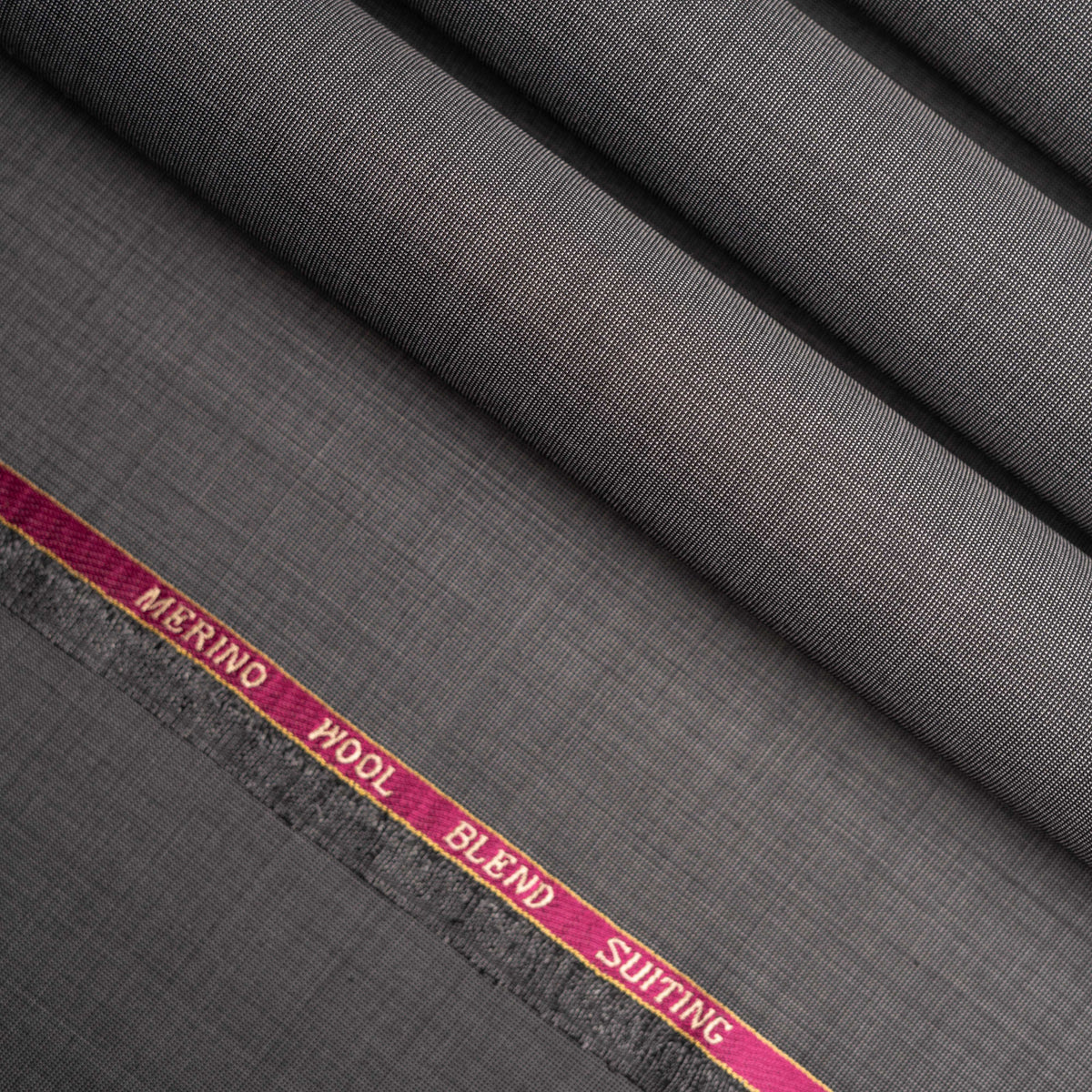 End on End Textured Medium Grey Wool Blend, Featherlight Suiting Fabric