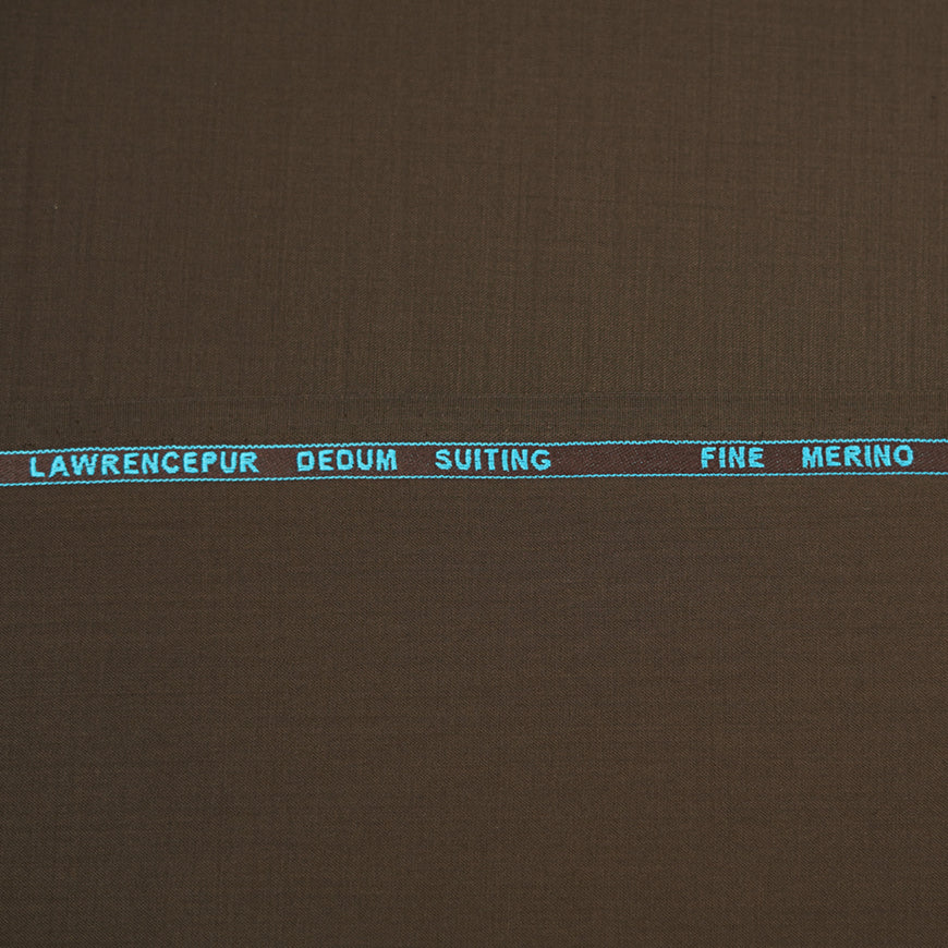 Dark Brown Plain, Merino Wool Blend Dedum Suiting Fabric