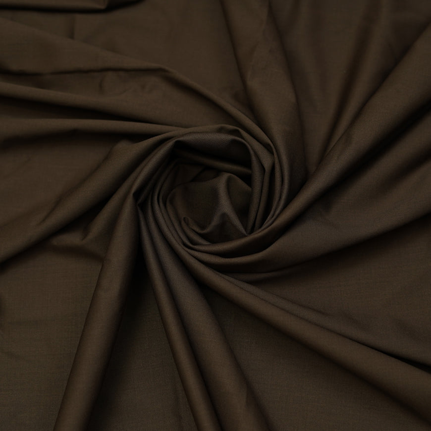 Dark Brown Plain, Merino Wool Blend Dedum Suiting Fabric