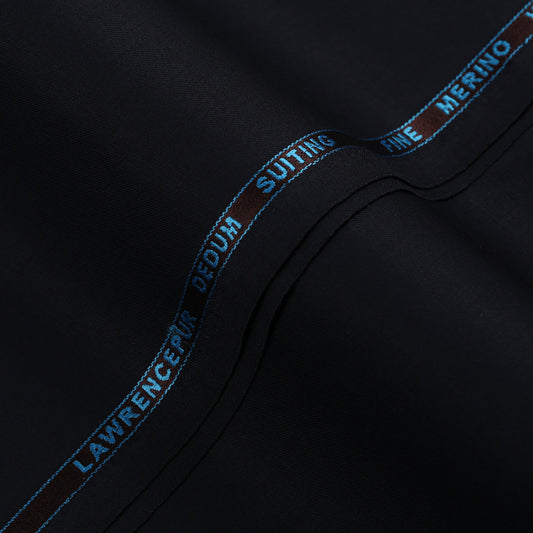 Plain-Navy Blue, Merino Wool Blend Dedum Suiting Fabric