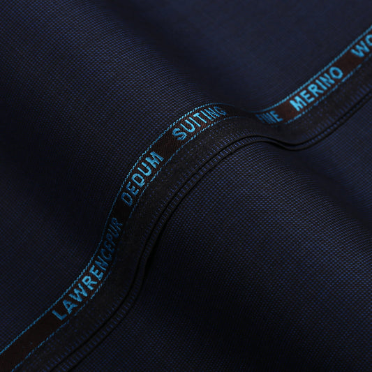End on End Textured-Yale Blue, Merino Wool Blend Dedum Suiting Fabric