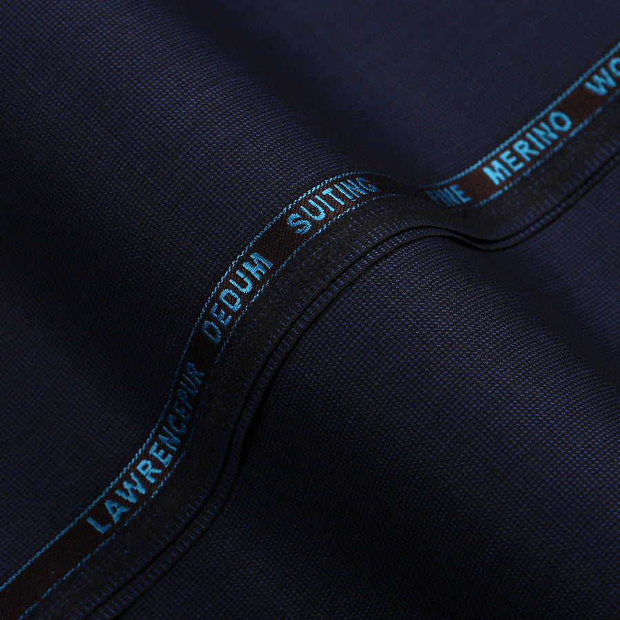 End on End Textured-Yale Blue, Merino Wool Blend Dedum Suiting Fabric