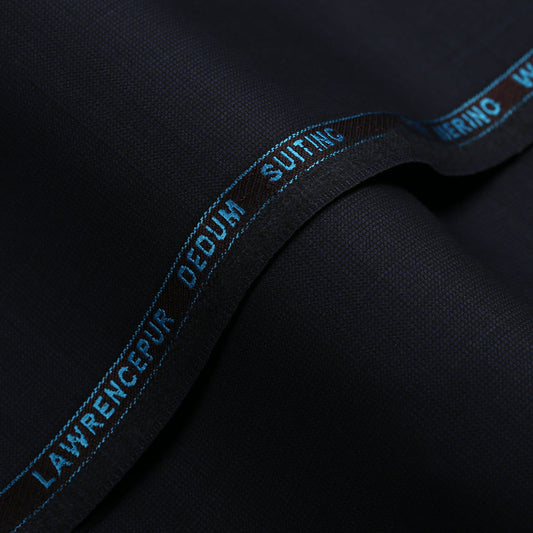 End on End Textured-Midnight Blue, Merino Wool Blend Dedum Suiting Fabric