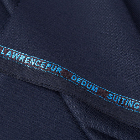 Textured Midnight Blue, Merino Wool Blend Dedum Suiting Fabric