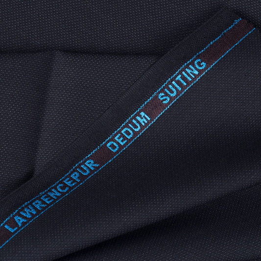 Textured Black, Merino Wool Blend Dedum Suiting Fabric